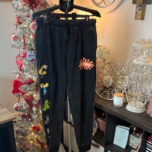 Black Joggers with Colorful Nickelodeon Cartoon Characters